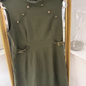 Vivienne Tam Olive Mini Dress with Button Detail